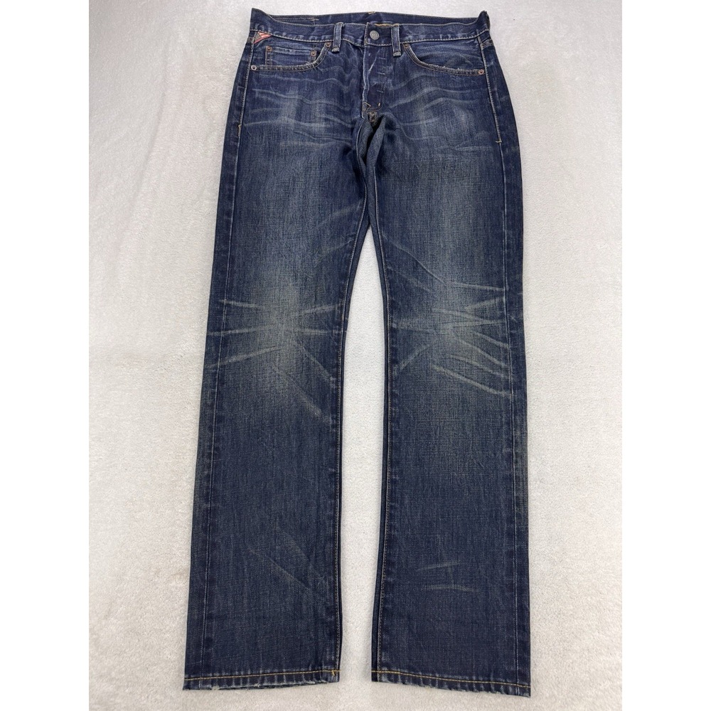Denim Supply RL67 Jeans Men 31x32 Blue Whiskered Flag Slim‎ Straight Button Fly